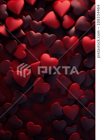 AI-generated content. Red hearts abstract background for valentines day greeting card  108334464