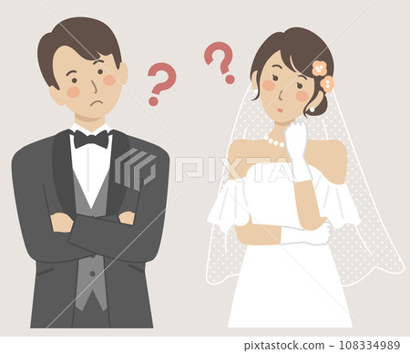 Wedding illustration, wedding, bride and groom worried 108334989
