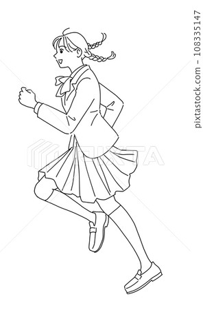 一個開朗的女學生開始跑步 一個開朗的女學生開始跑步 108335147