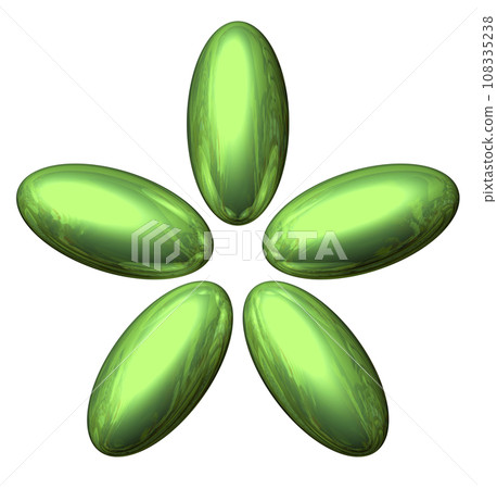 3DCG“5個橢圓球體/橢球體”綠色，綠色 108335238