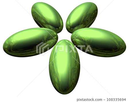 3DCG "5 elliptical spheres/ellipsoids" green, green 3DCG "5 elliptical spheres/ellipsoids" green, green 108335694