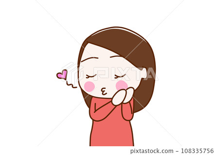 （上半身對角線）女人閉著眼睛接吻時臉紅了。 108335756