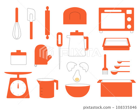 簡單的廚房工具圖示集 108335846