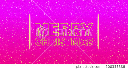 Merry Christmas horizontal banner with neon greeting text on pink night sky background. Merry Christmas flyer, card or invitation with starry space and text Merry Christmas horizontal banner with neon greeting text on pink night sky background. Merry Christmas flyer, card or invitation with starry space and text 108335886