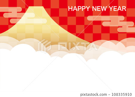帶有文字空間的富士山新年賀卡模板 108335910