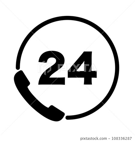 24 小時電話圖標 24 小時電話圖標 108336287