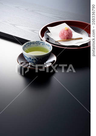 Green tea and Japanese confectionery Green tea and Japanese confectionery 108336790