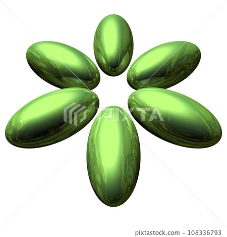 3DCG "6 elliptical spheres/ellipsoids" green, green 3DCG "6 elliptical spheres/ellipsoids" green, green 108336793