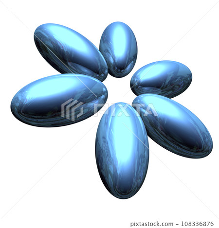 3DCG《6個橢圓球體/橢球體》藍色、藍色 108336876