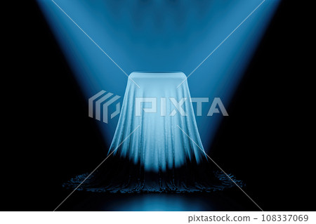 Mysterious square object covered by white cloth Mysterious square object covered by white cloth 108337069
