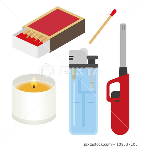 Illustration set of tools for starting a fire 108337103