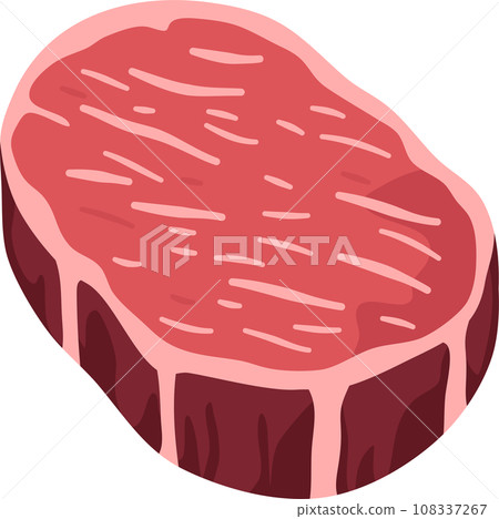 Fresh meat products pork meat bacon steak for grill or barbecue. Cartoon vector illustration. 108337267