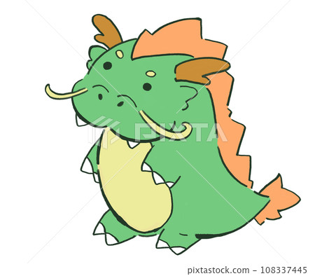 Loose hand-drawn dragon looking sideways 108337445