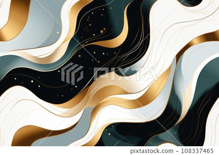 luxury abstract seamless pattern with gold black and white waves 108337465