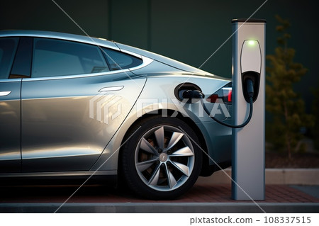 electric car plugged into a charging station. electric car plugged into a charging station. 108337515