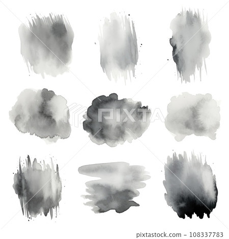 Set of watercolor paint stains blobs and splashes on white 108337783