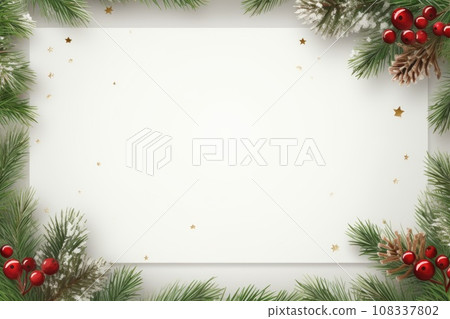White empty blank mockup with christmas decorations. White empty blank mockup with christmas decorations. 108337802