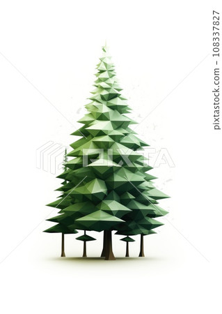 Beautiful low poly fir tree on white background. Beautiful low poly fir tree on white background. 108337827