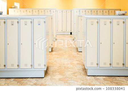 Student lockers at school. A row of lockers at school. 108338041