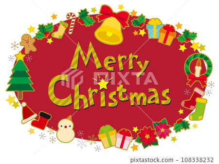 聖誕物品橢圓形框架橫幅/紅色 聖誕物品橢圓形框架橫幅/紅色 108338232