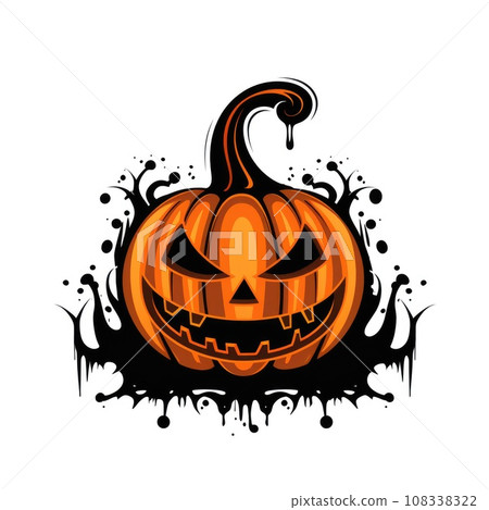 illustration of scary pumpkin for Halloween in black and orange colors illustration of scary pumpkin for Halloween in black and orange colors 108338322