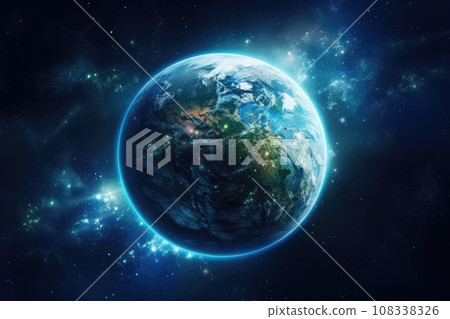 Illustration of planet Earth with light and clouds in outer space 108338326