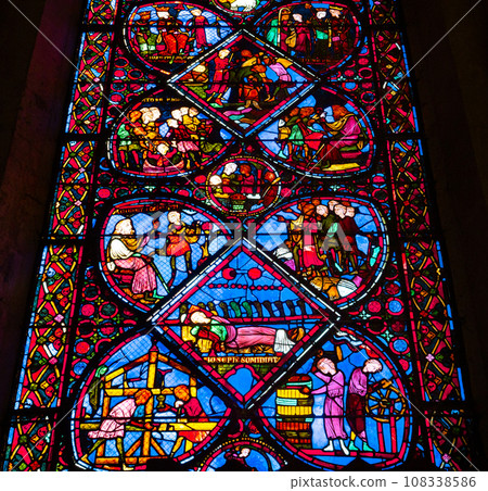 Cathedral Saint Stephen, Bourges, France, stained glasses Cathedral Saint Stephen, Bourges, France, stained glasses 108338586