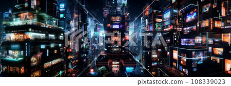 賽博龐克未來城市景觀3DCG立體影像 108339023