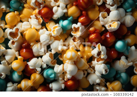 Color sweet caramel popcorn with syrup Color sweet caramel popcorn with syrup 108339142