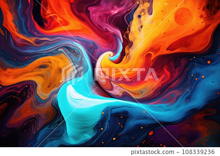 morphing fluid art abstract background. Wavy curly swirl morphing fluid art abstract background. Wavy curly swirl 108339236