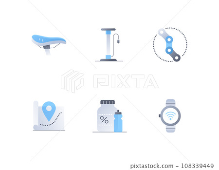 Bicycle gadgets and sports - flat design style icons set 108339449
