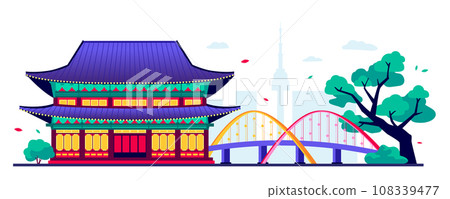Sights of Korea - modern colored vector illustration 108339477