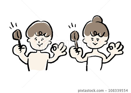 Men's and women's set to tell you it's OK to go in the sauna 108339554