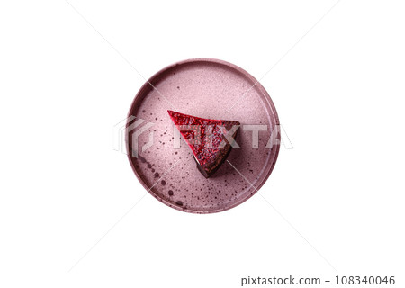 Delicious sweet cheesecake cake with mascarpone cheese, raspberries and jam Delicious sweet cheesecake cake with mascarpone cheese, raspberries and jam 108340046