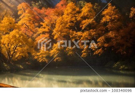 Light shining on the water surface-Generative AI Light shining on the water surface-Generative AI 108340096