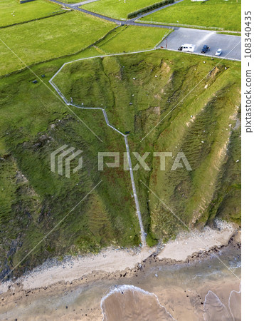 Aerial view of the beautiful coast at Malin Beg in County Donegal, Ireland 108340435