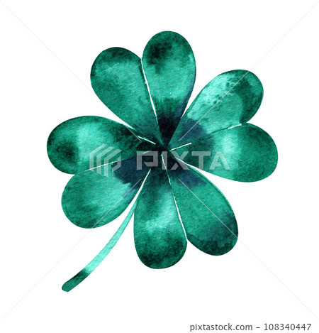 Four leaf clover. Watercolor illustration on white background. Four leaf clover. Watercolor illustration on white background. 108340447