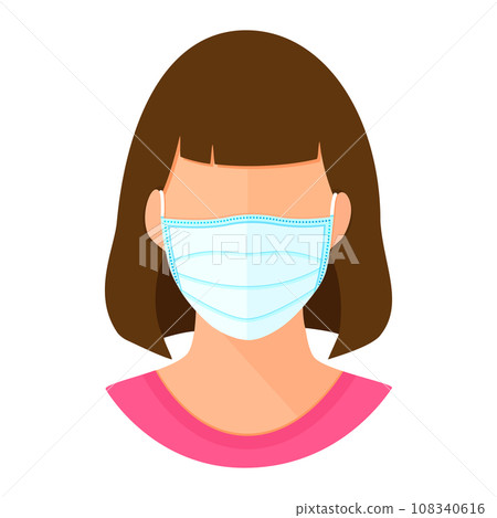 Woman in a Medical Mask Flat Style Vector Illustration Woman in a Medical Mask Flat Style Vector Illustration 108340616