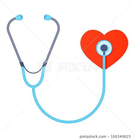 Stethoscope and Heart Flat Style Vector Illustration 108340625