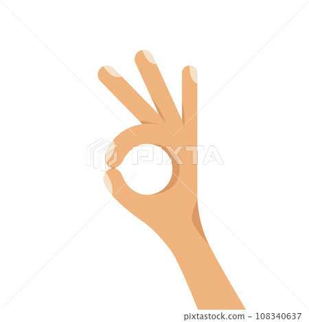 OK Gesture Flat Style Vector Illustration 108340637