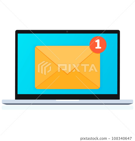 Envelope on the Laptop Screen Flat Vector Illustration Envelope on the Laptop Screen Flat Vector Illustration 108340647