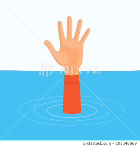 Flat Style Vector Illustration Hand of Drowning Man Flat Style Vector Illustration Hand of Drowning Man 108340669