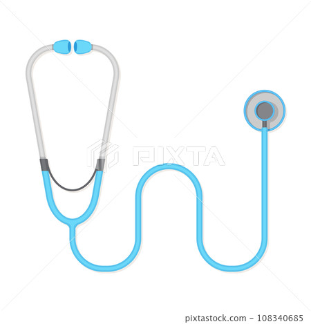 Blue Stethoscope Flat Style Vector Illustration 108340685