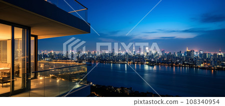 City tower apartment and night view 108340954