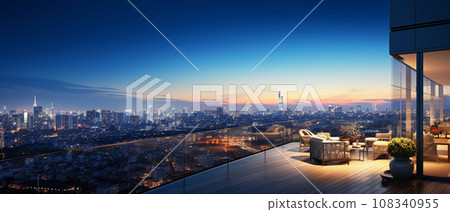 City tower apartment and night view City tower apartment and night view 108340955