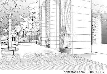 Cartoon style pen drawing illustration school_university Cartoon style pen drawing illustration school_university 108341417
