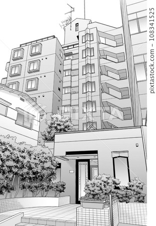 漫畫風格的彩色插圖 housing_cityscape 漫畫風格的彩色插圖 housing_cityscape 108341525