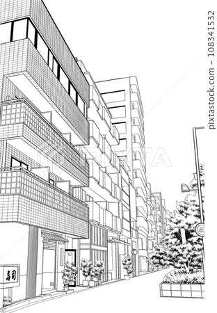 漫畫風格的彩色插圖 housing_cityscape 漫畫風格的彩色插圖 housing_cityscape 108341532