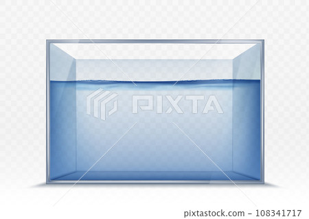 Mockup glass aquarium with water. Mockup glass aquarium with water. 108341717