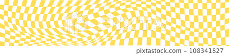Checkered white and orange chessboard background with distortion. Psychedelic pattern with warped squares. Optical illusion effect. Trippy checker board texture Checkered white and orange chessboard background with distortion. Psychedelic pattern with warped squares. Optical illusion effect. Trippy checker board texture 108341827